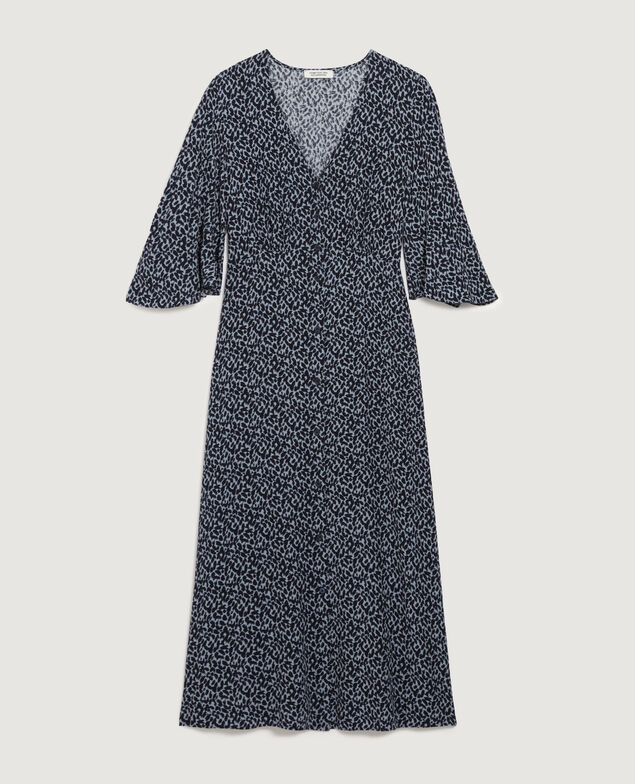 Silky midi dress K621 leo blue