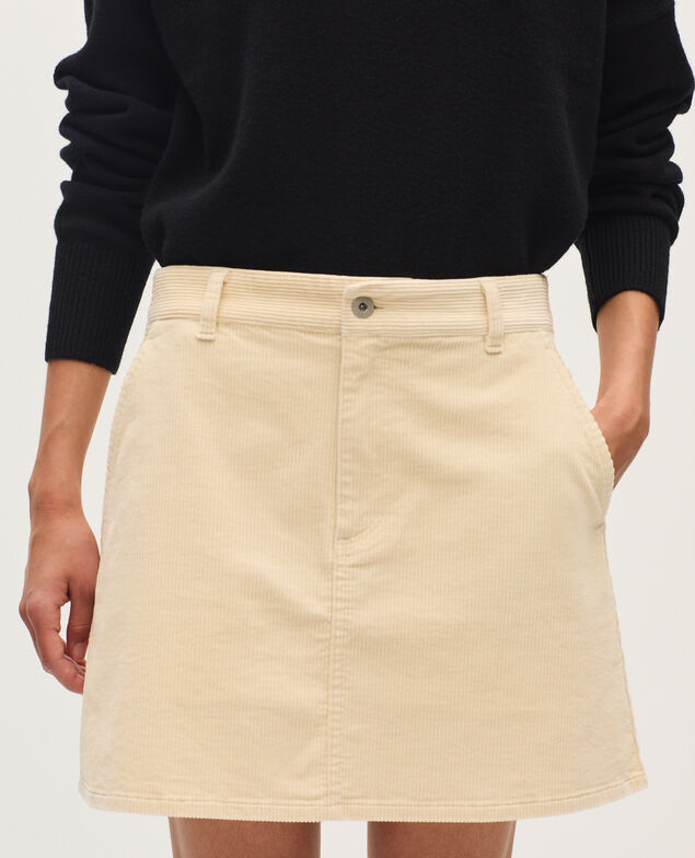 Corduroy mini skirt U010 off white