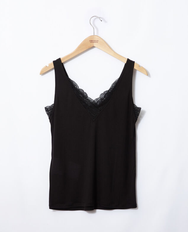 Vest top with lace Noir