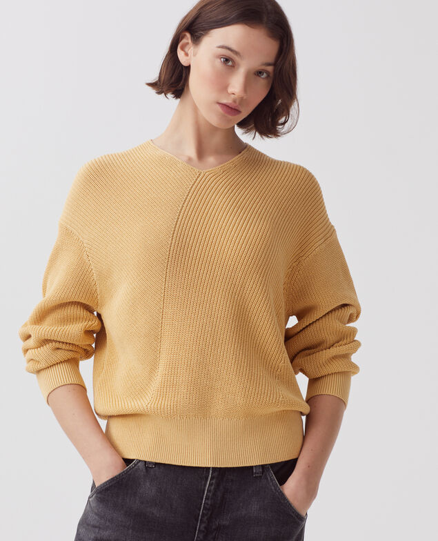 V-neck cotton jumper J420 moonstone