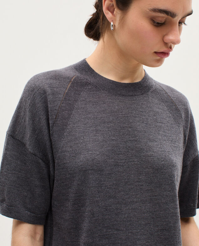 Merino wool and silk jumper K071 rabbit gray