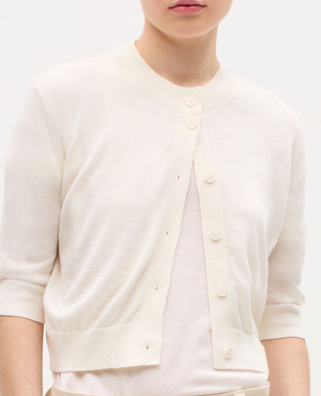 Merino wool and silk cardigan H013 gardenia