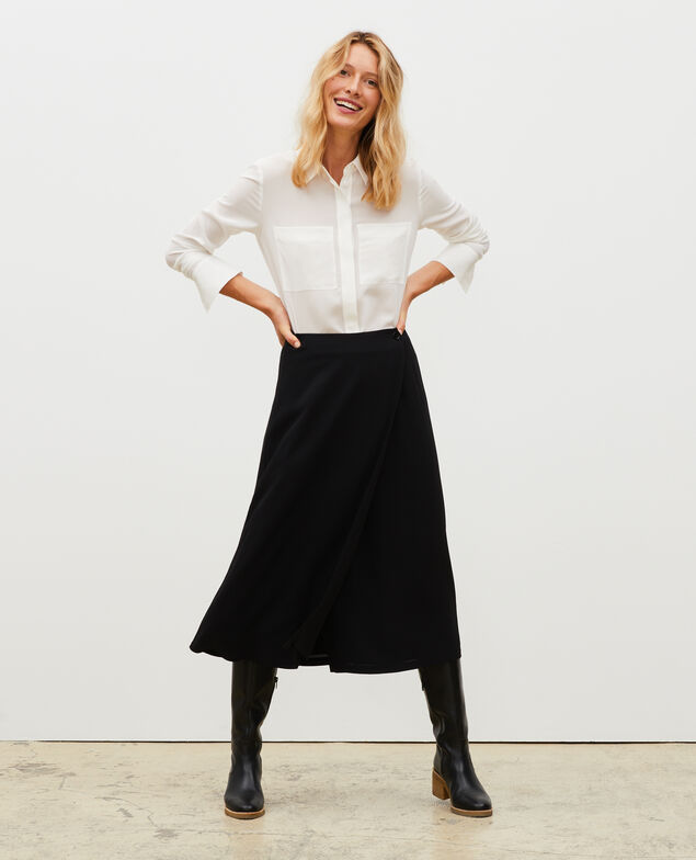 Loose long-sleeve silk shirt Jet stream