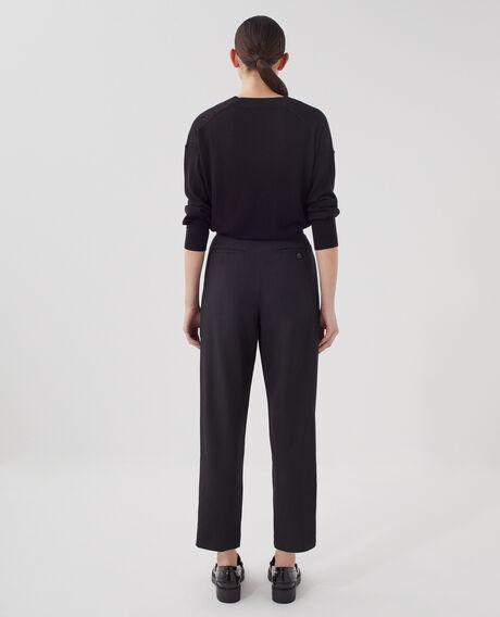 CAMILLE - Pleated wool trousers H091 black beauty
