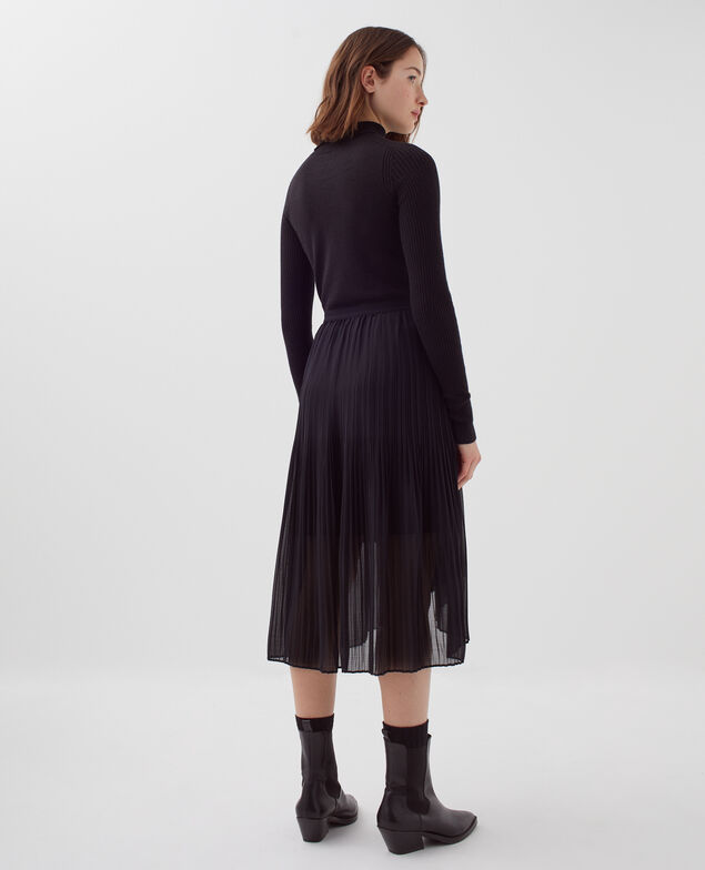 Pleated midi skirt H091 black beauty