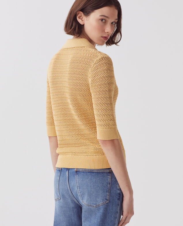 Cotton zip-up polo jumper J420 moonstone