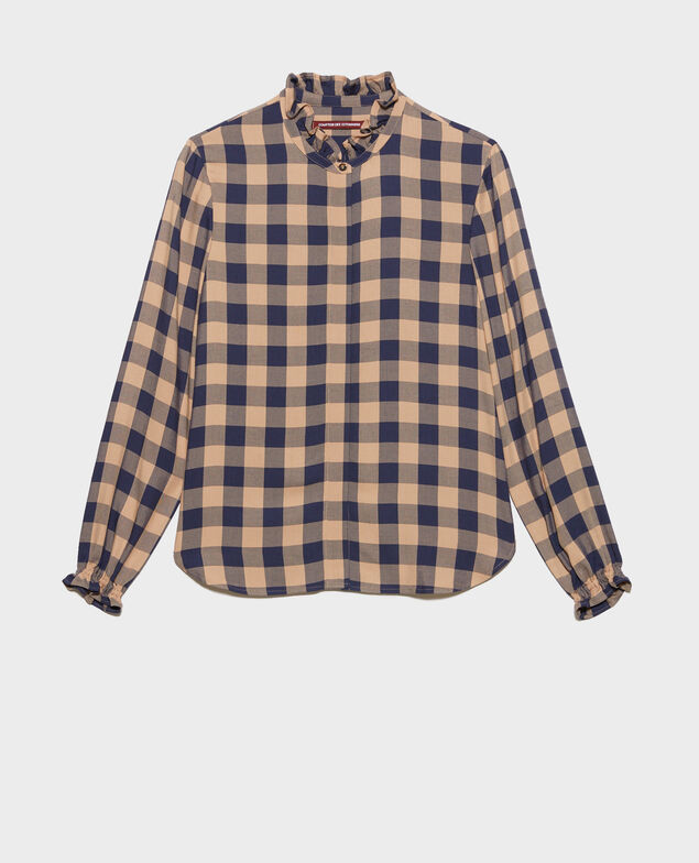 Silky checked shirt 8867 32 beige check