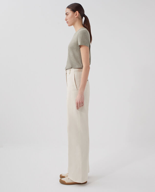 BLANDINE - Straight trousers I010 glass green beige