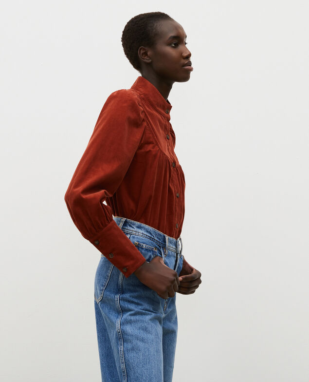 Corduroy yoke shirt Brandy brown