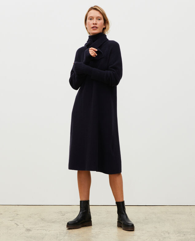3D cashmere flared jumper dress Night sky