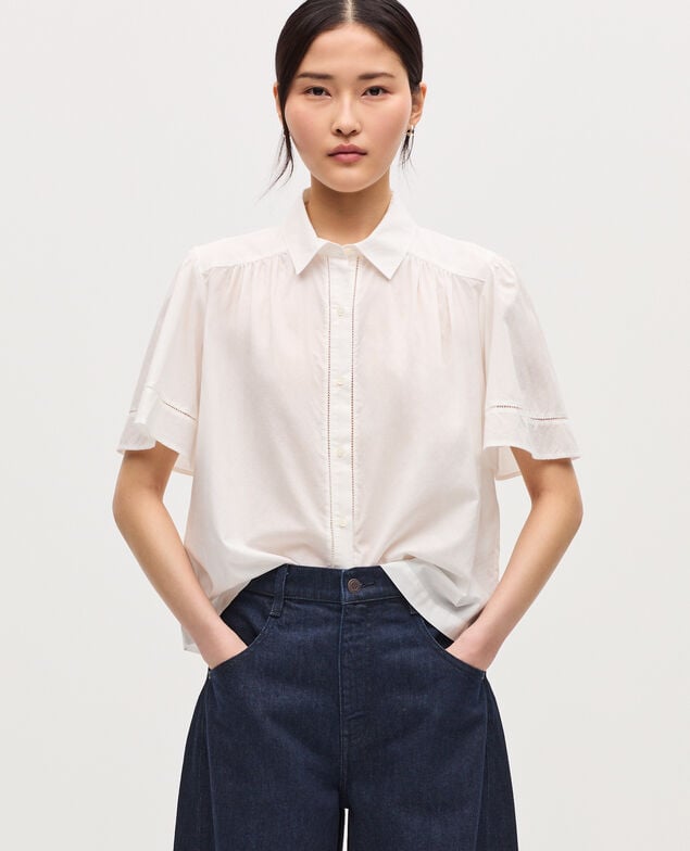Cotton voile shirt H013 gardenia