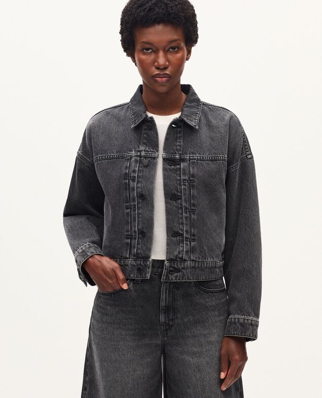 Short cotton jacket K081 dark gray