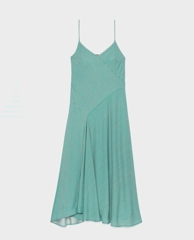 Spaghetti strapped dress 0531 green stripe