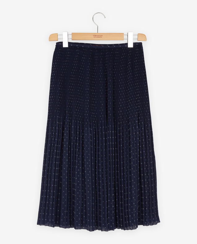 Pleated skirt with spots Ring dots marine