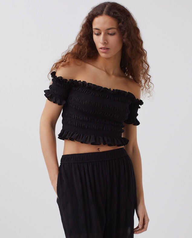Cropped smock top H091 black beauty