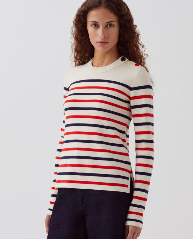 MADDY - Striped merino wool jumper H004 st_tricolore