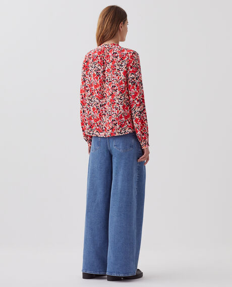 Silky long-sleeve shirt J120 leaf pink