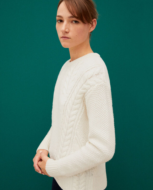 Jumper with cable stitch details White