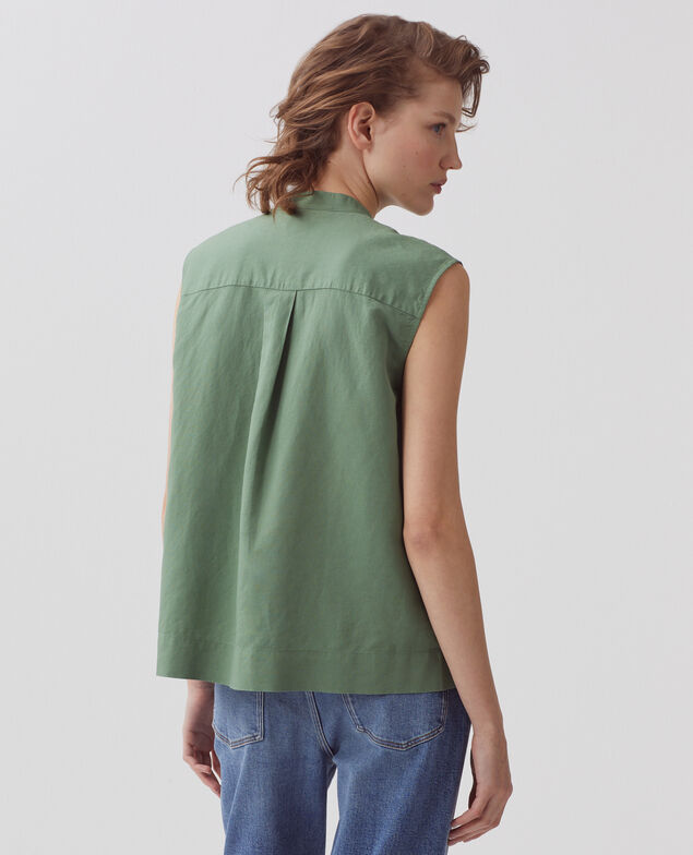 Sleeveless blouse H540 dark ivy
