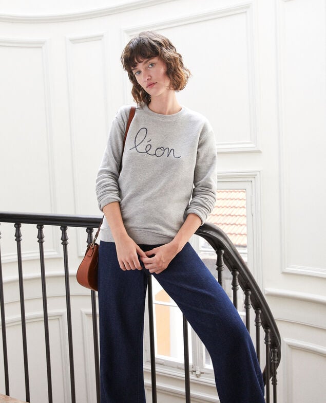 Embroidered Léon sweatshirt Grey