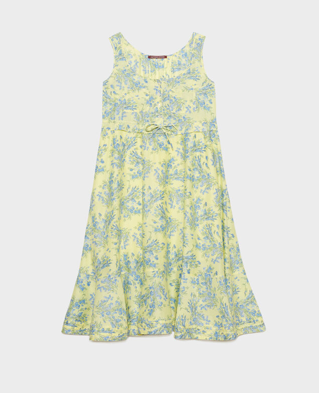 Cotton voile flared dress 93 print yellow