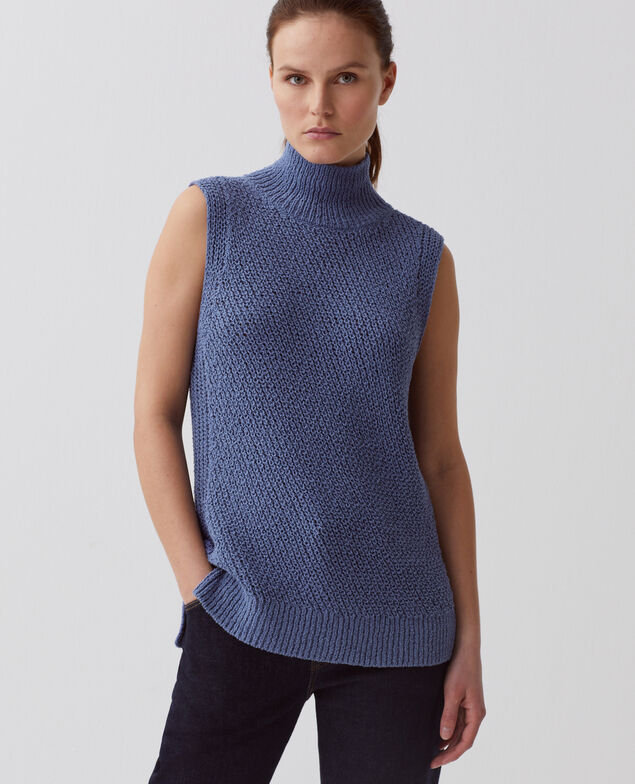 Sleeveless jumper I640 gray blue