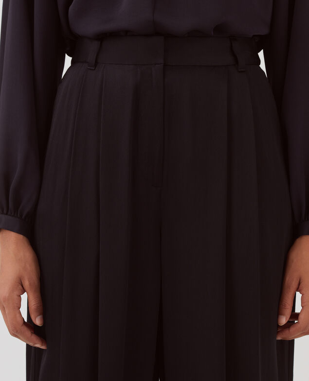 Loose silky trousers H091 black beauty