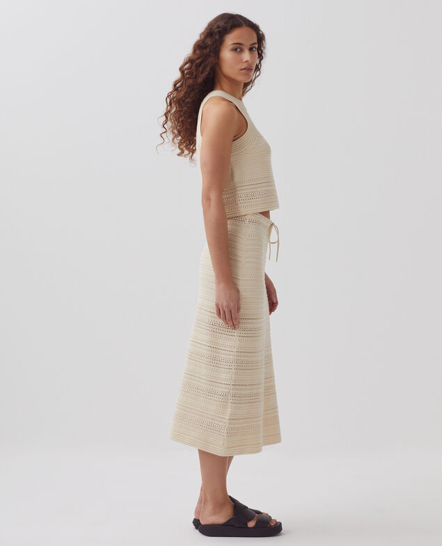 Cotton crochet midi skirt H304 albore