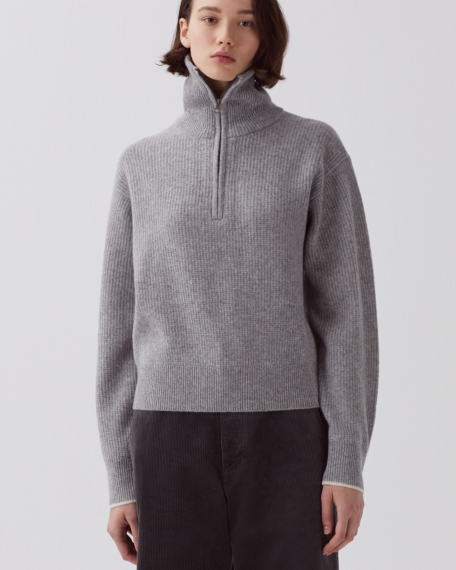 Chunky-Knit Half-Zip Sweater - Gray - Ladies | H&M US