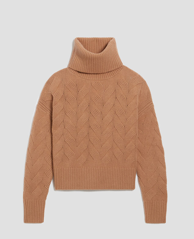 Wool roll neck jumper I321 camel
