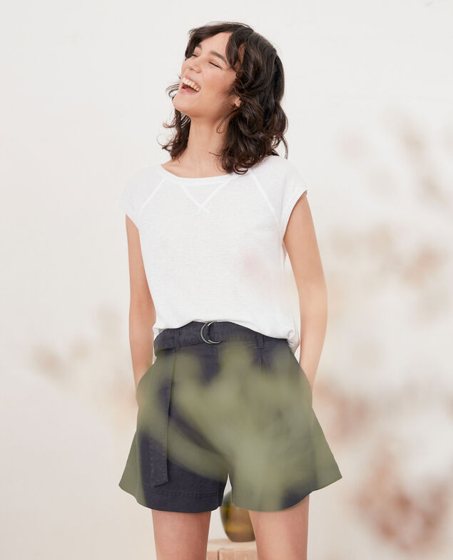 Iridescent T-shirt with linen Off white