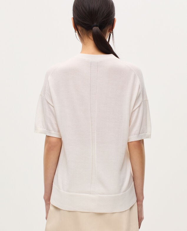 Merino wool and silk jumper H013 gardenia