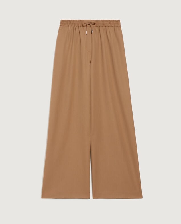 YVONNE - Pleated wide leg trousers K341 oak brown