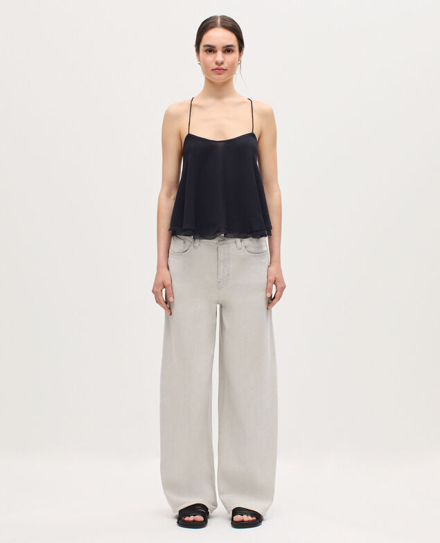 Muslin cross-back top K080 vulcan gray