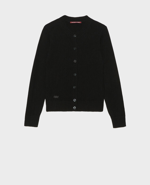  Round neck cashmere cardigan Black beauty