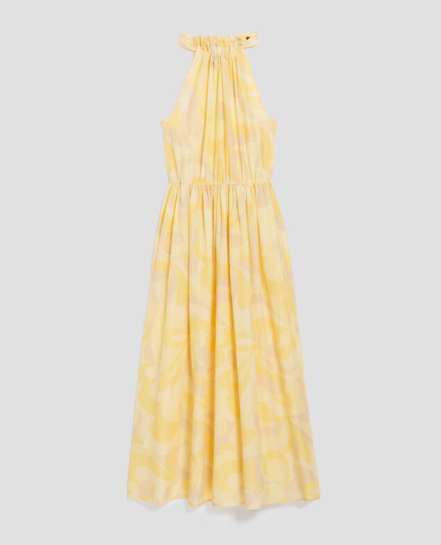 Halter neck maxi dress H413 anemone yellow