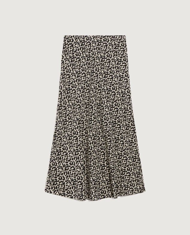 Silky midi skirt K010 leo ecru