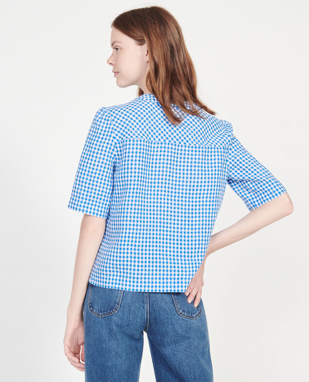 Linen blouse Vichy princess blue gardenia