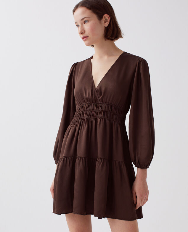 Floaty mini dress I390 coffee bean