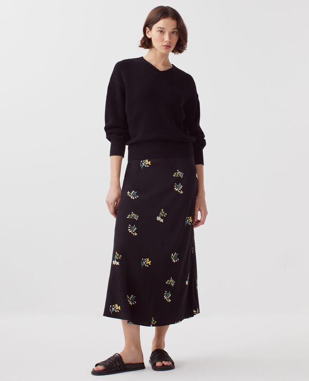 V-neck cotton jumper H091 black beauty