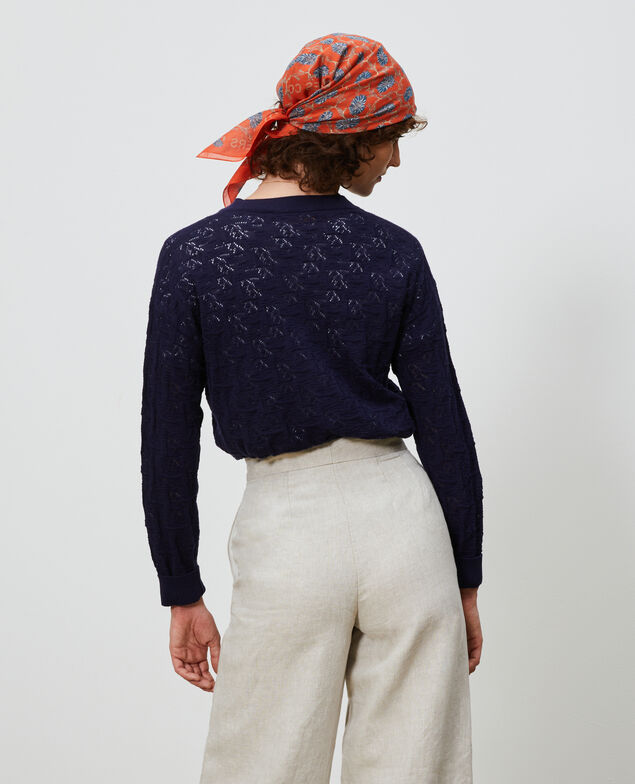 Cotton and linen cardigan Maritime blue