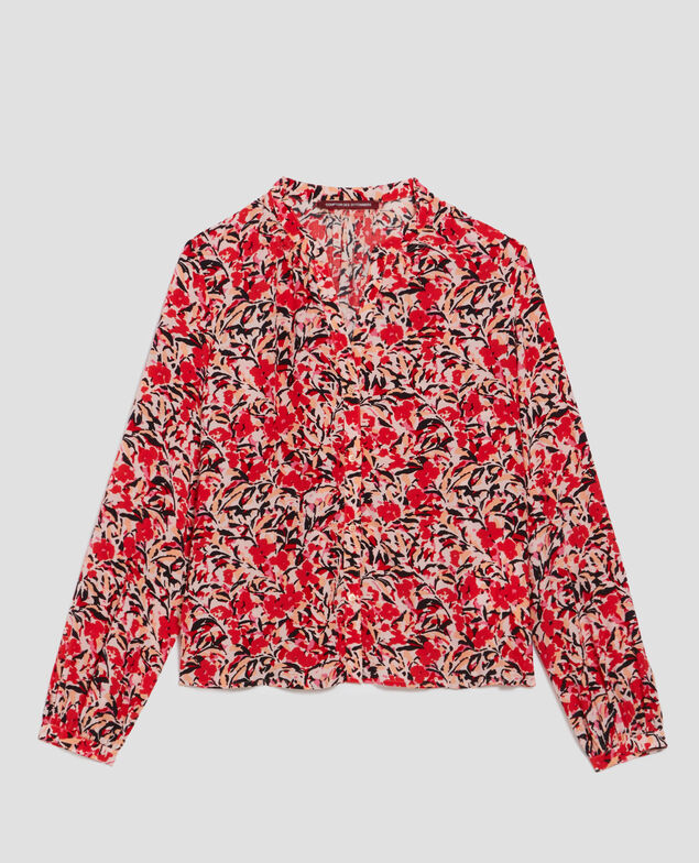 Silky long-sleeve shirt J120 leaf pink