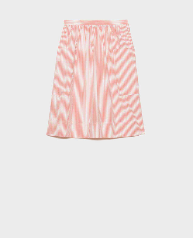 Cotton seersucker midi skirt Str purepumpkin white