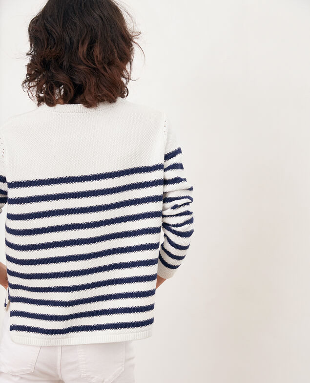 Breton striped jumper Off white/marine
