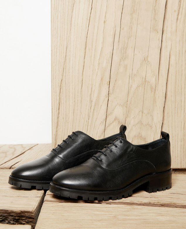 Black leather derbies Noir