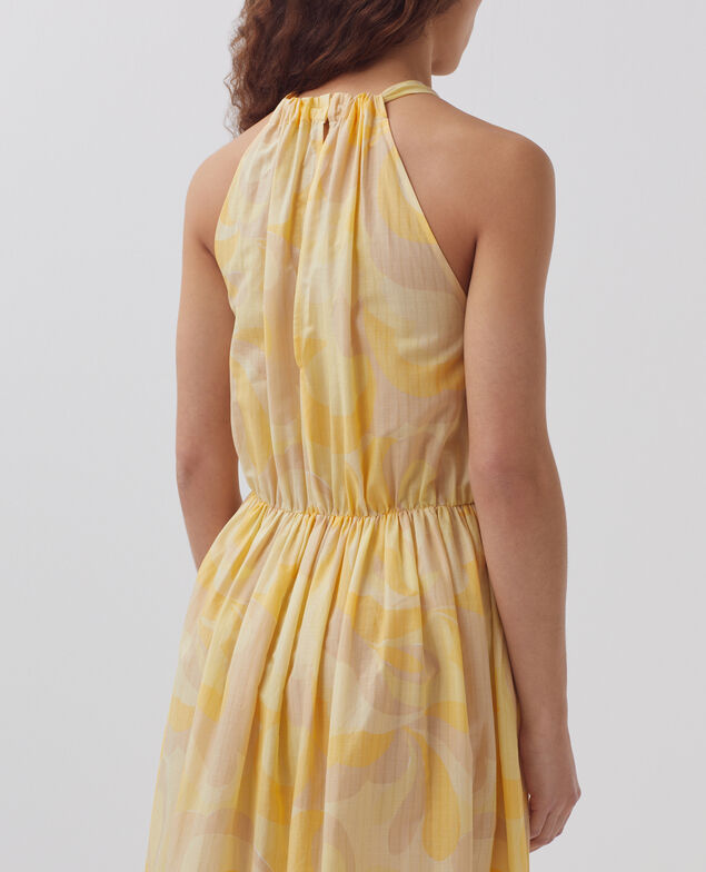 Halter neck maxi dress H413 anemone yellow