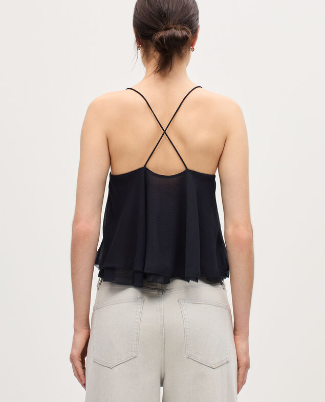 Muslin cross-back top K080 vulcan gray