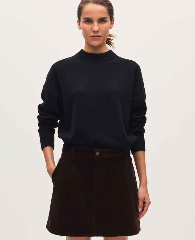 Corduroy mini skirt U380 dark brown