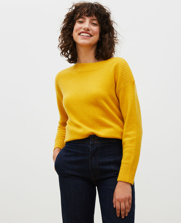 Cashmere boatneck jumper Lemon curry