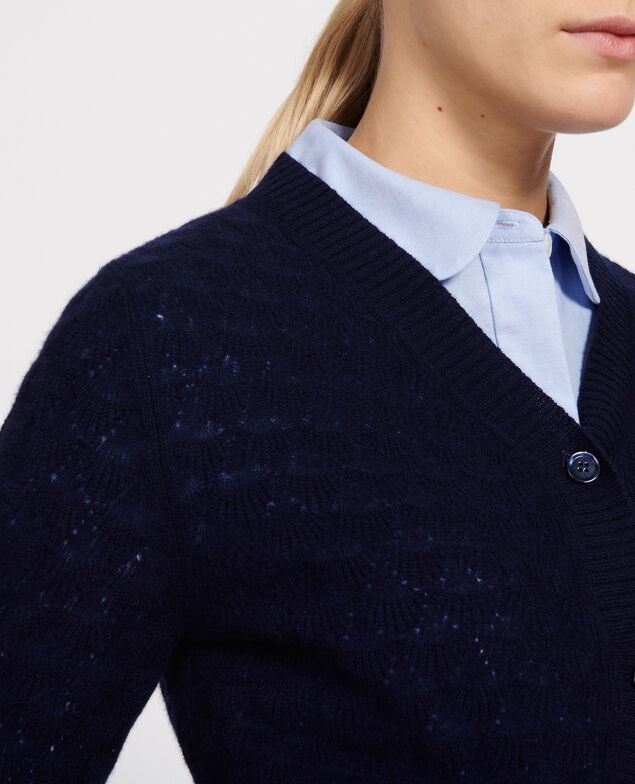 V-neck cardigan, 100% cashmere  Maritime blue